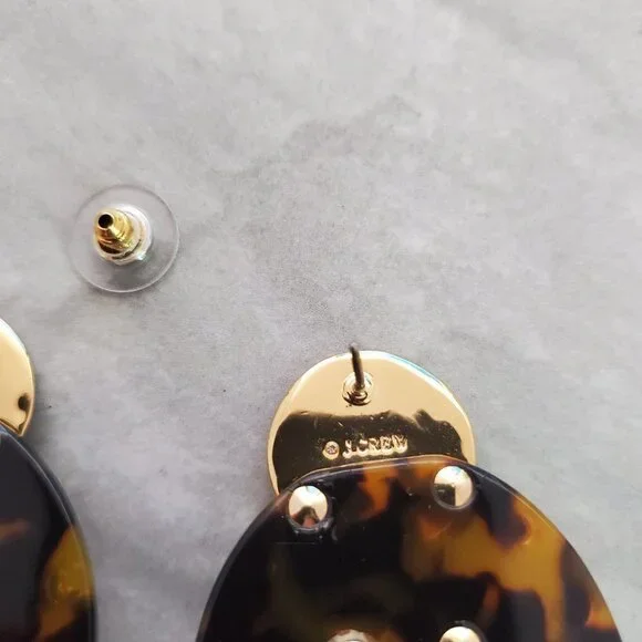 ✨ J.Crew Tortoise Shell Rhinesontes Crystsals Cluster Statement Earrings ✨ - Picture 10 of 13